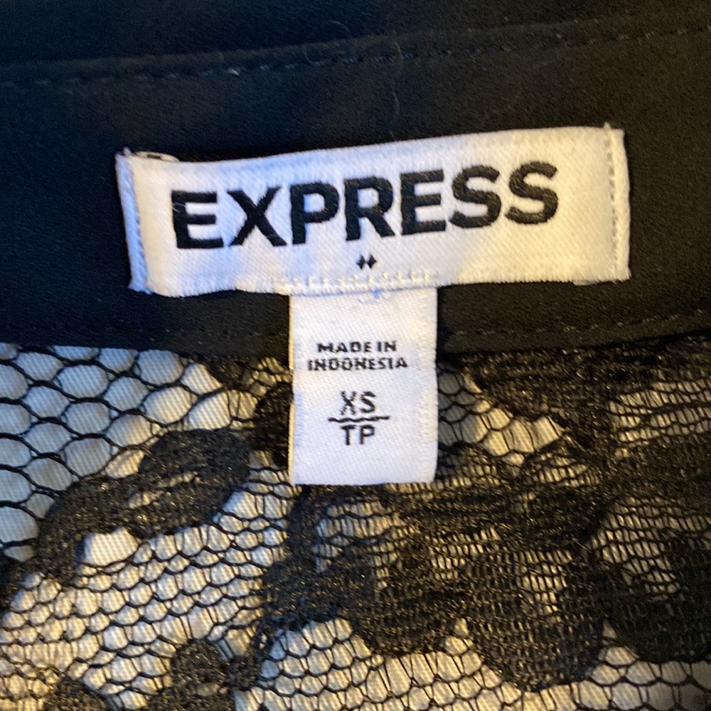 Express Black Button Down Lacy Blouse - image 3